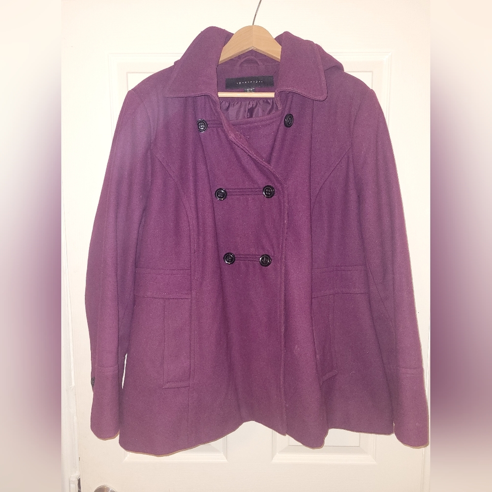 Plum pea coat